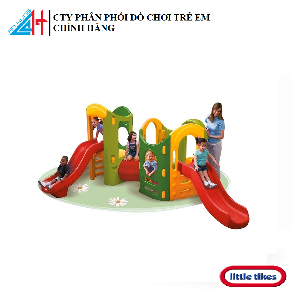 Bộ nhà cầu trượt đôi, hầm chui hai khối liên hoàn 8 trong 1 Little Tikes 